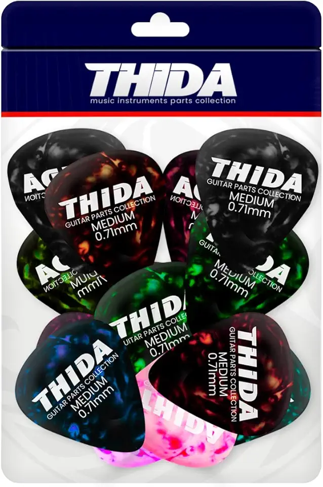 Kit Com 12 Palhetas Medium Celuloide Cores Variadas 0.71mm