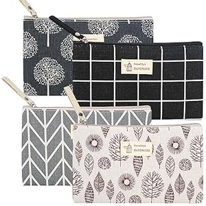 Canvas Cosmetische Tassen, Bedrukte Make-uptassen, Draagbare Reizen Make-up Toilettas Organizer Opslag Schoonheid Pouch Tassen met Rits voor Cosmetica Make-up Vrouwen Meisjes Vakantie Reistassen, 4