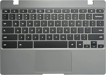 Laptop Palmrest Upper Case with US Keyboard and Touchpad Assembly Replacement for Samsung Chromebook 4 XE310XBA XE310XBA-K02 BA98-02175A - Gray