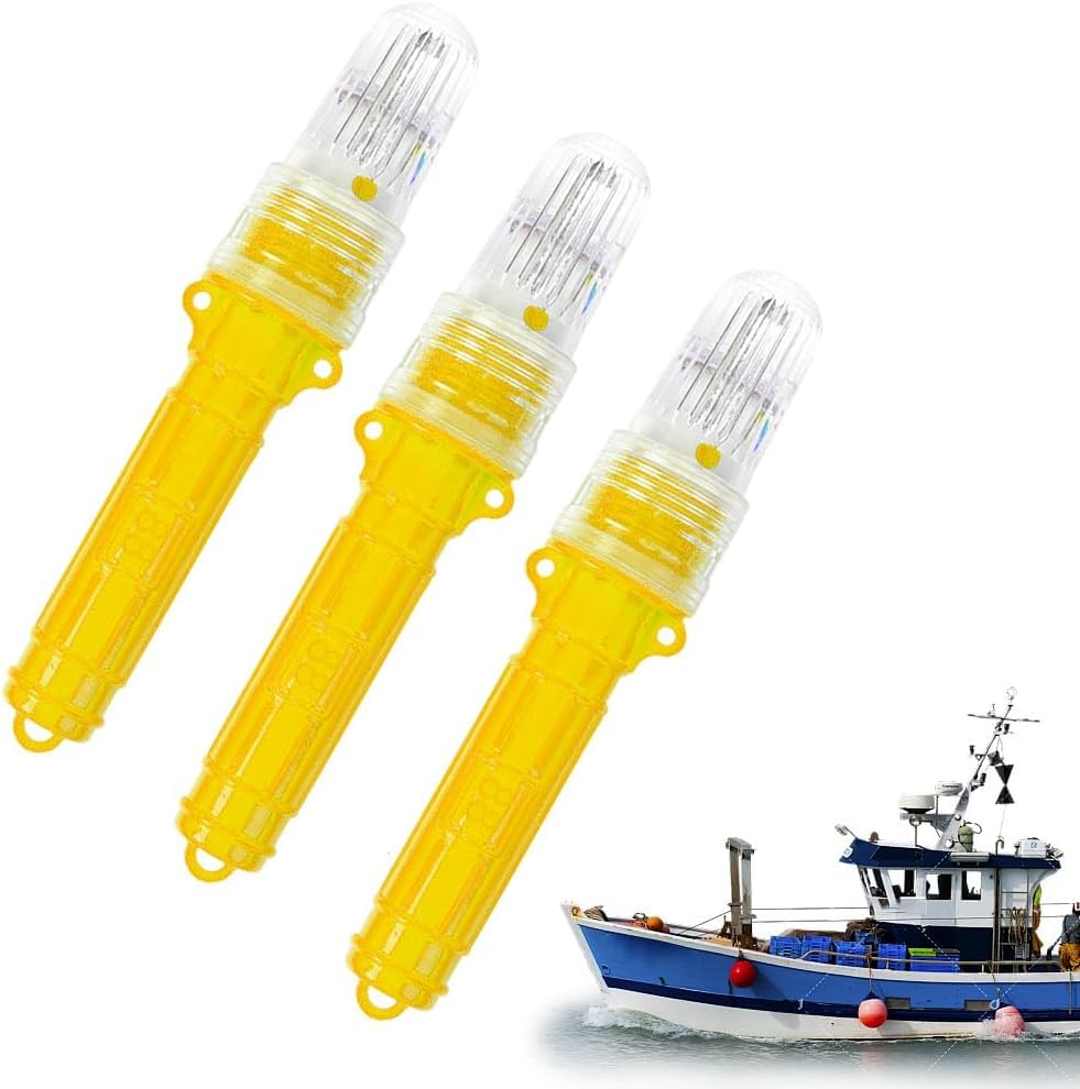 Boat Flares, 2026 New LED Boat Flares Coast Guard Approved Marine, Upgraded Boats Safety Kit, Waterproof Emergency Signals for Fishing Nets, Buoys and Boats (Yellow, 3PCS)