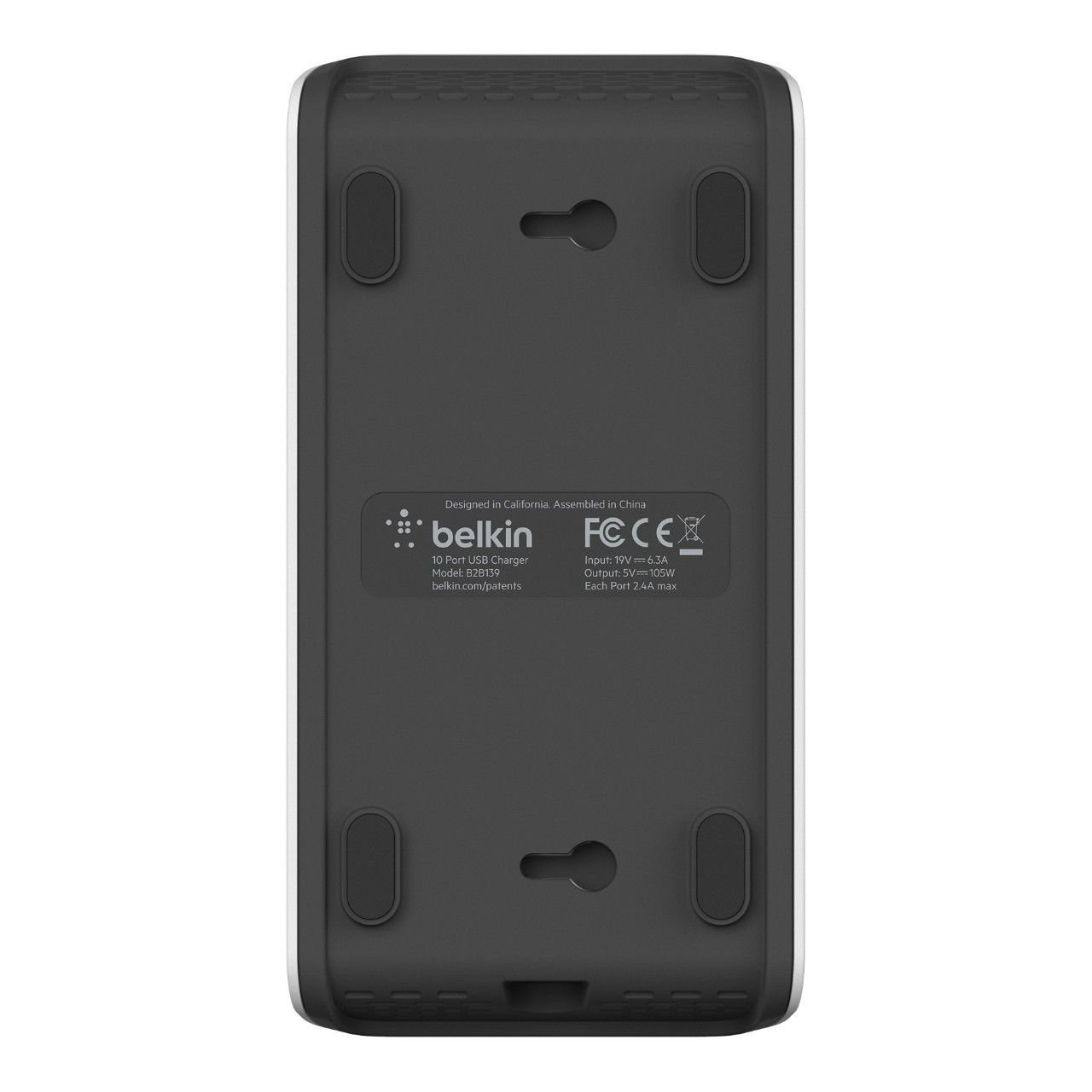 Belkin Rockstar - Cargador de 10 Puertos USB-A, Carga rápida de 2.4 A por Puerto, protección contra sobretensiones integrada, Color Blanco