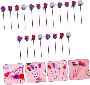20pcs Rose Ballpoint Pen Red Pen Bulk Gel s Kids Fountain Writing Signature The Office Jellyfish Toys Black s Ballpoint Flower Silk Cloth Roses Student