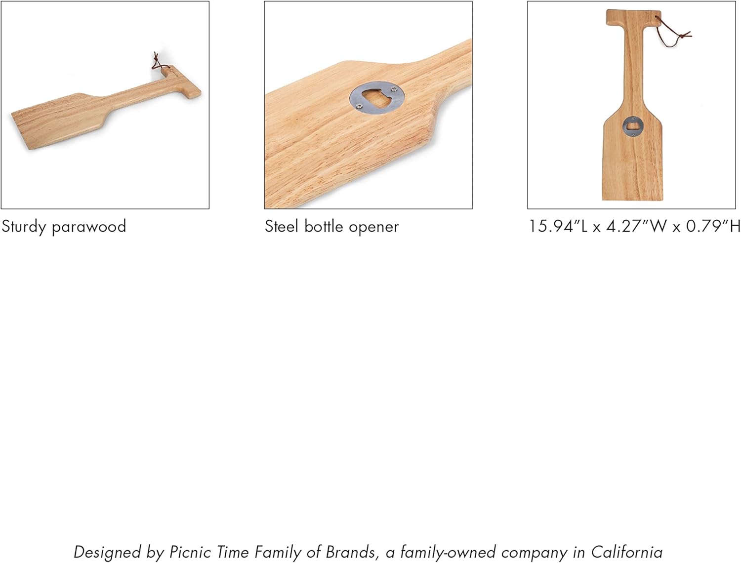PICNIC TIME NHL Hardwood BBQ Grill Brush Scraper with Bottle Opener, for Multi Types Grill Grates