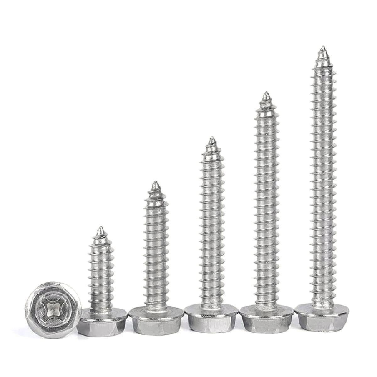 bulloni a flangia con dentatura esagonale, viti di M3 M4 M5 M6 Phillips Flangia Esterna Esagonale Autofilettante con Rondella Viti a Esagonale a Croce in Acciaio Inossidabile 304 20 Pz(M6x25mm)