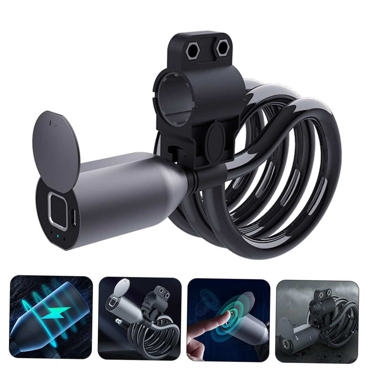 Candado de Huella Dactilar para Bicicleta 1 Juego, Cable 1, 5 M