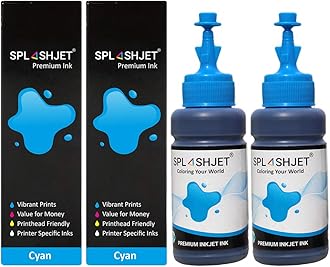 Splashjet Sublimation T664 Ink for Epson L130, L360, L361, L210, L220, L380, L385, L1300 Printer - (70gm x 2Cyan) Bottle - 501909