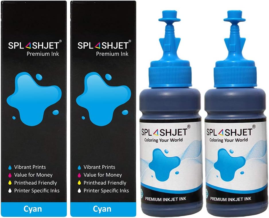 Splashjet Sublimation T664 Ink for Epson L130, L360, L361, L210, L220, L380, L385, L1300 Printer - (70gm x 2Cyan) Bottle - 501909