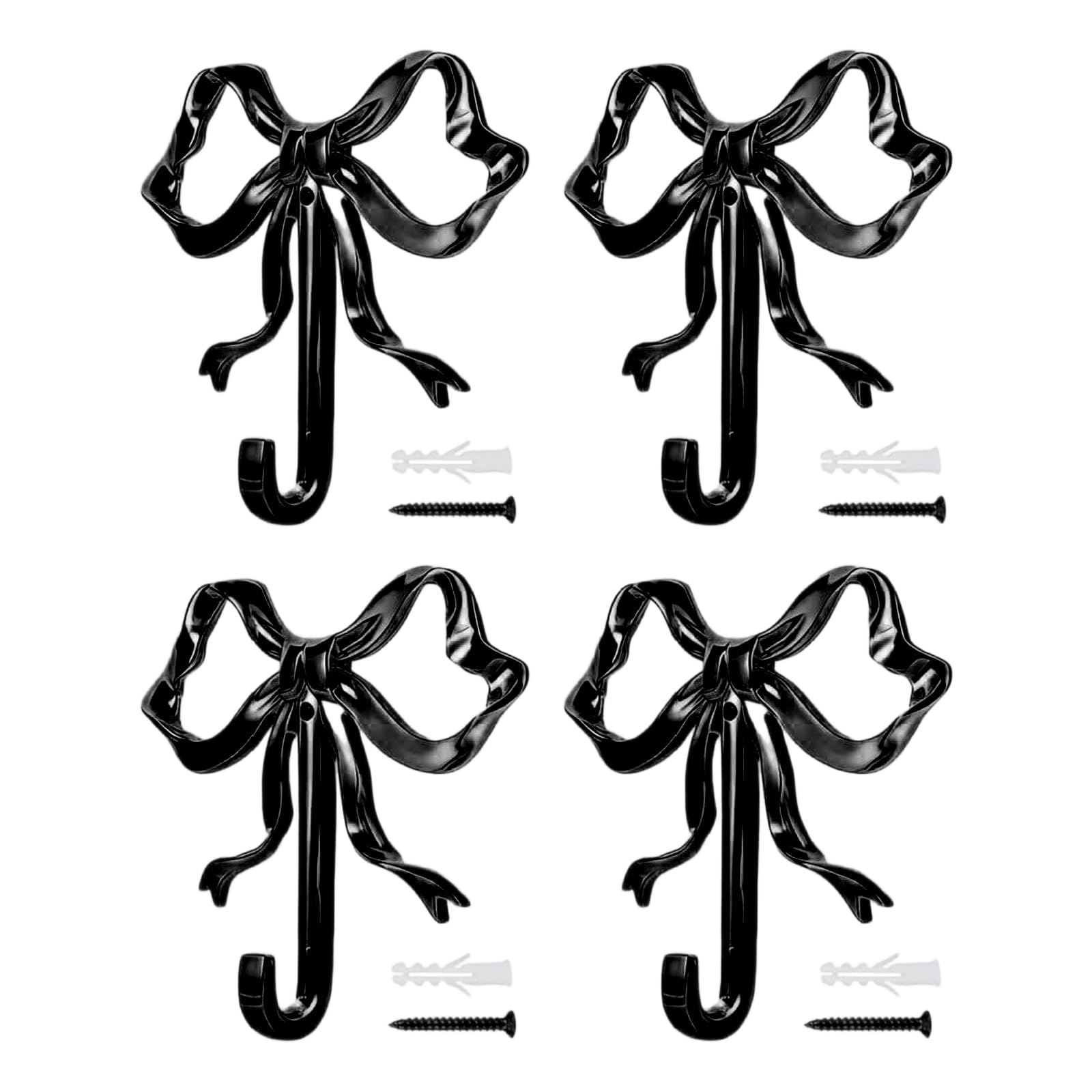 NRGQAXM 4pcs Bow Hooks, Gold Bow Wall Hooks Bows Hanger Gold Hook Decorative Bows Shaped Coat Hook Vintage Bowknot Hanger Decorative Coat Holder for Hat Bag Towel Home Wall Decor
