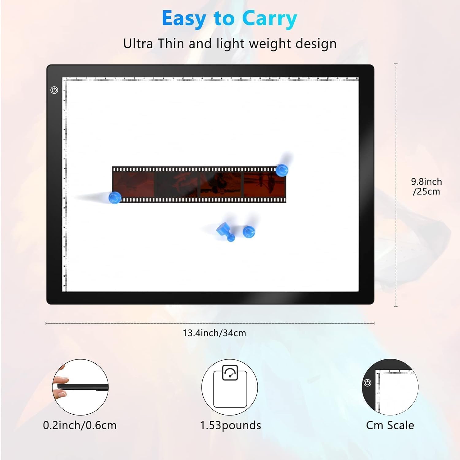 Escáner de Diapositivas Ultrafino de 12 x 9 Pulgadas, Panel de luz LED, Negativos y Diapositivas de película, escáner de Diapositivas para digitalizar, portátil, Convierte Diapositivas de 35 mm en