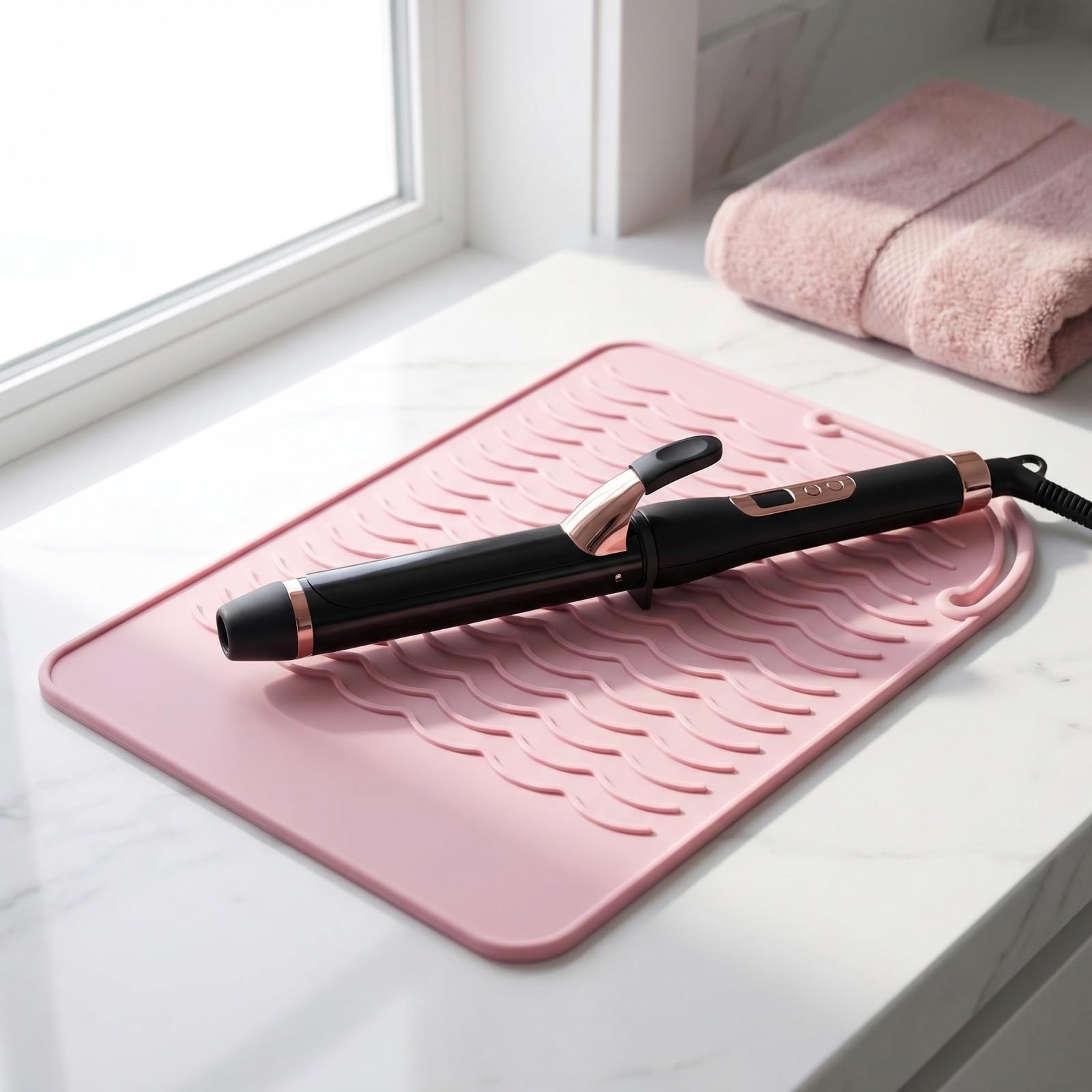 3 Piezas Alfombrilla de Silicona Resistente al Calor para Herramientas de Peluquería 21,8x16cm Ideal para Plancha, Tenacillas y Rizador Protección de Muebles, Portátil y Fácil de Almacenar — view 6