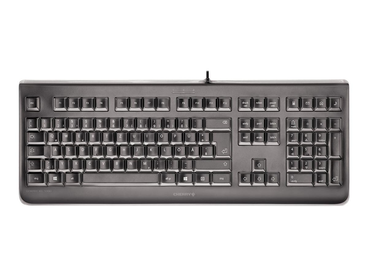 CHERRY KC 1068, EU-Layout, QWERTY Tastatur, leicht desinfizierbare, wasserdichte kabelgebundene Tastatur, flüsterleiser Tastenanschlag, Schwarz