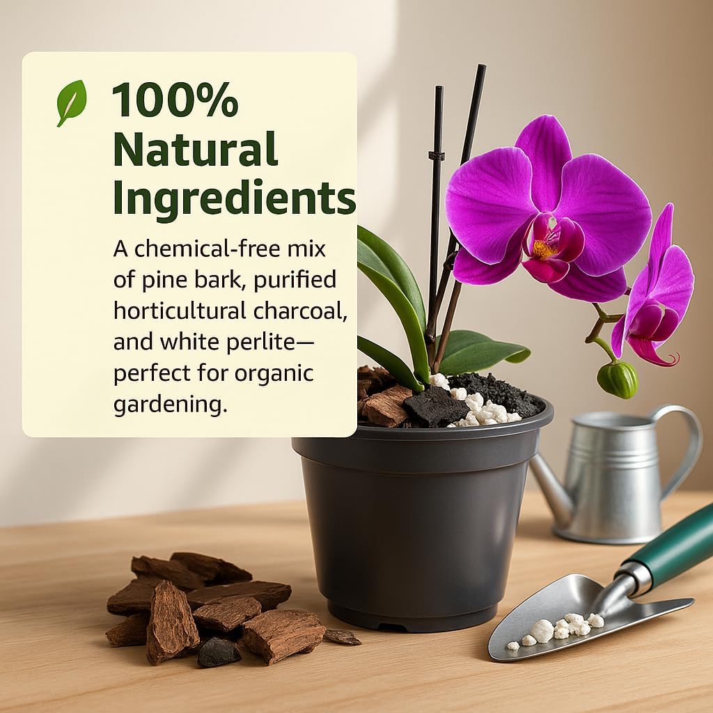 SMG Premium Orchid Potting Soil Mix – Professional Grade Handcrafted Blend with Pine Bark, Perlite for Orchids and Charcoal for Plants – 4QT All-Purpose Repotting Mix