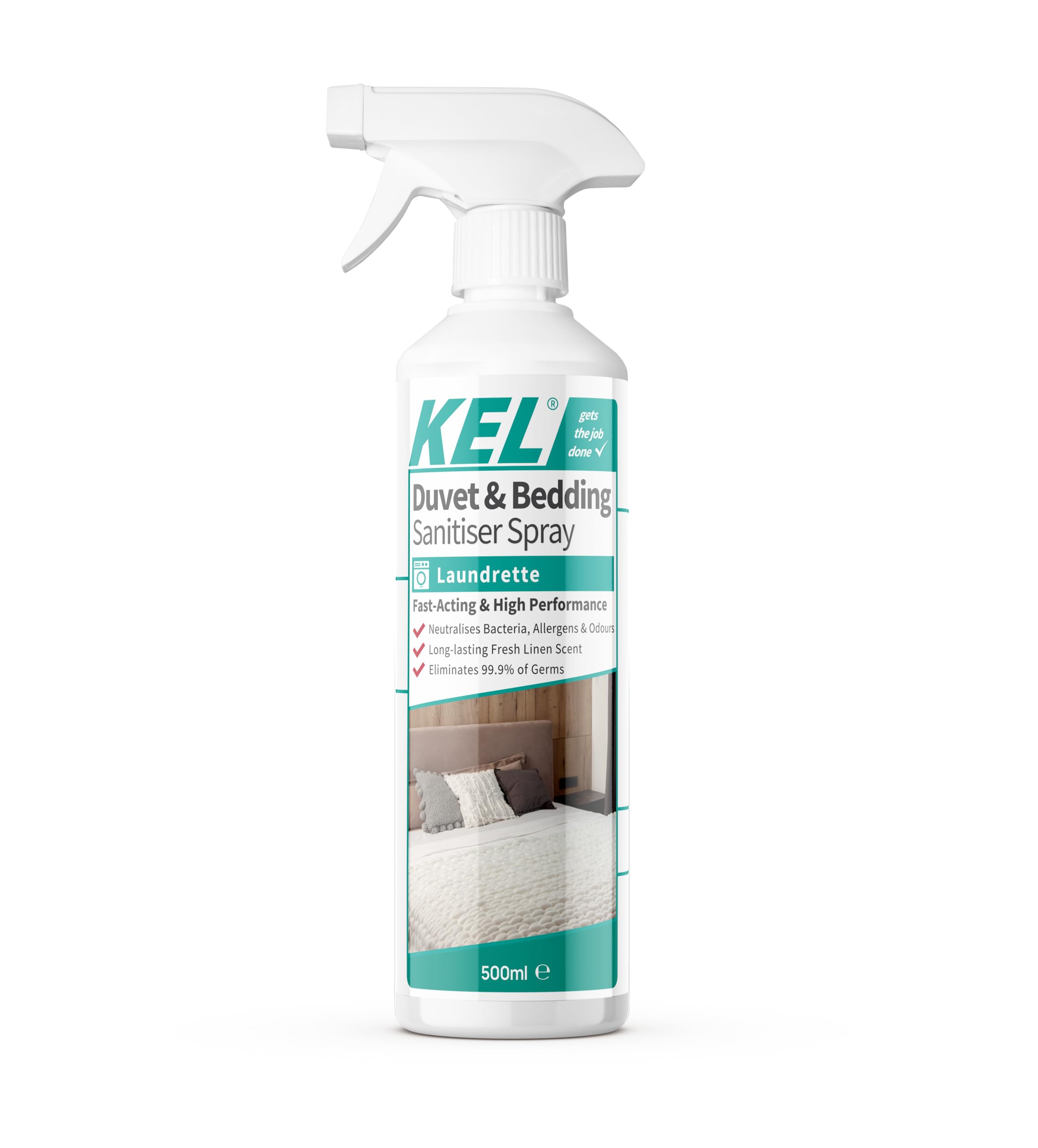 KEL - Fast-Acting Duvet & Bedding Sanitiser Spray | Eliminates 99.9% of Bacteria in 30 Seconds | Antibacterial Disinfectant - 500ml