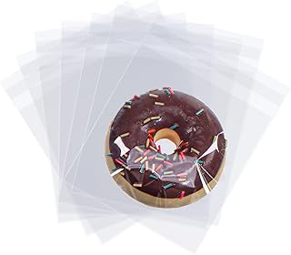 200Pcs 5 x 5Inch Clear Cellophane Single Donut Bags Individual Cookies Bags Macaron Bag Packaging Bakery Treat Bag for Soap Chocolate Truffle Ore Wedding Shower Birthday Party Favors