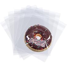 JCXPACK100Pcs 5 x 5Inch Clear Cellophane Single Donut Bags Individual Macaron Bag Cookies Bags Packaging Bakery Treat Bag for Soap Chocolate Truffle Ore Wedding Bab Shower Birthday Party Favors