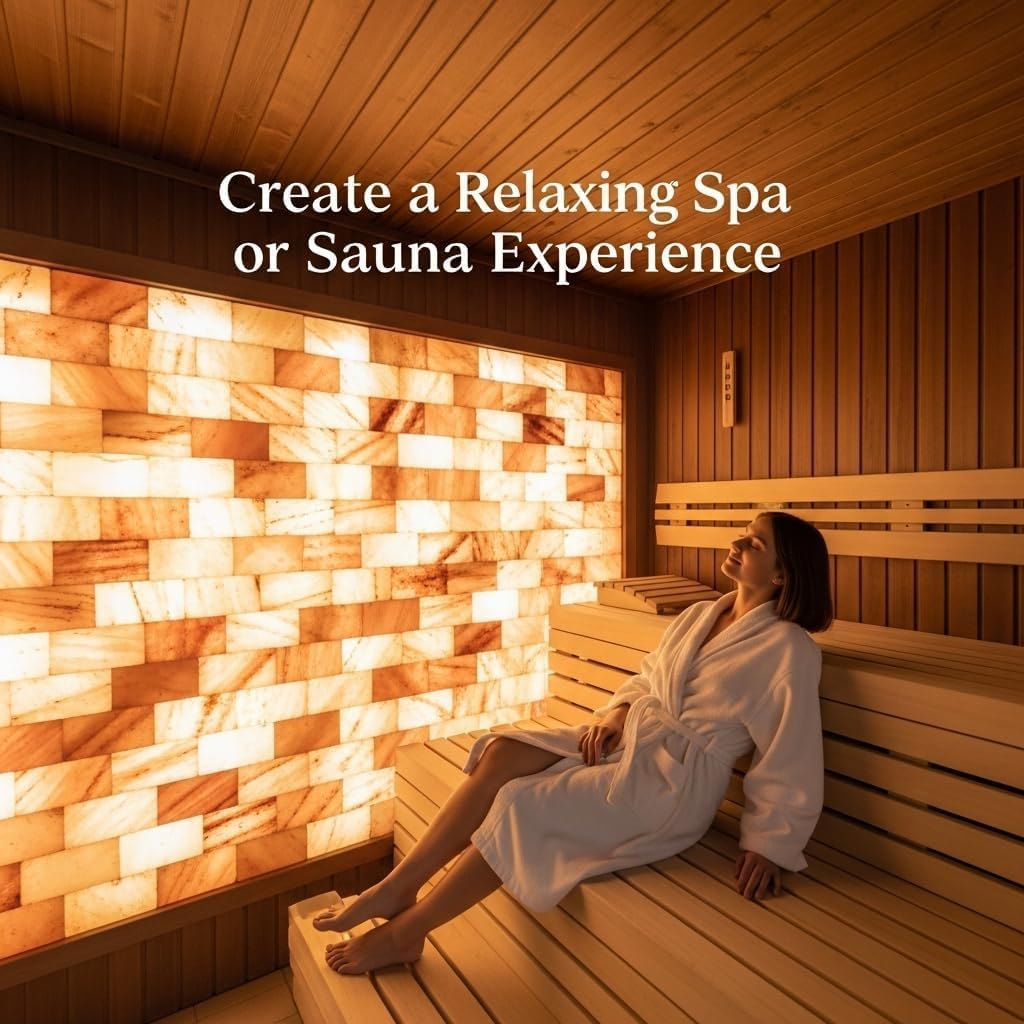 Himalayan Salt Tiles 8x4x1 for Salt Room Walls – Premium Pink Salt Blocks to Build Spa, Sauna, or Wellness Center – Natural Himalayan Salt Brick Panels – Multiple Pack for Custom Installations (10)