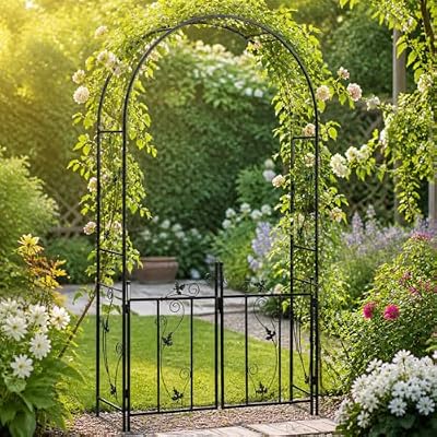 1. GO Steel Garden Arch, 7'6" High x 3'9" Wide, Garden Arbor for Various Climbing Plant, Outdoor Garden Lawn Backyard