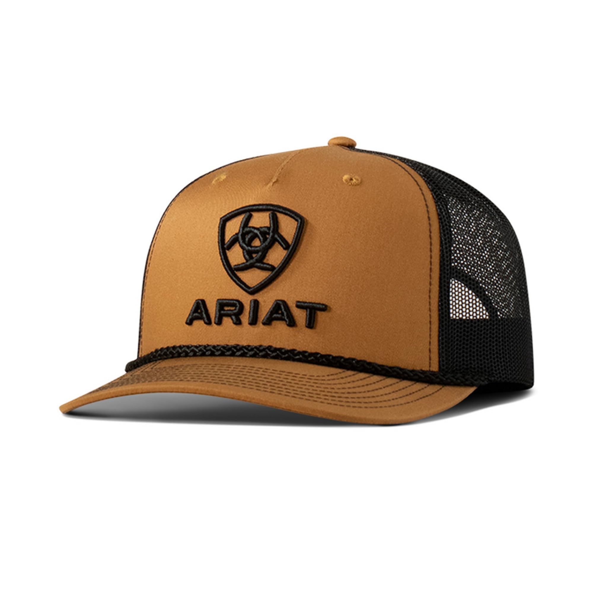 Ariat Unisex Brown/Black Men's Tan Richardson 112 Trucker Cap With 3D Embroidered Logo, One Size