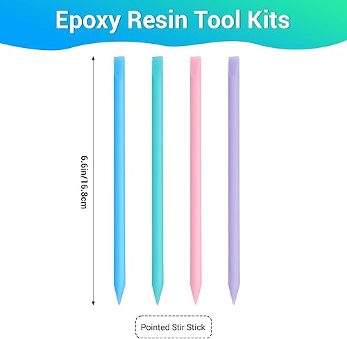 Miniatura 2 de Gartful 4 varillas de silicona puntiagudas, varillas de mezcla reutilizables para resina epoxi, pintura, fabricación de vasos con purpurina, artes,