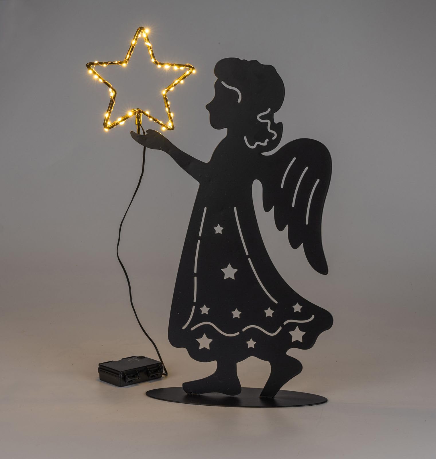formano Anioł LED z gwiazdą 48 cm z metalu, timer, do użytku na zewnątrz