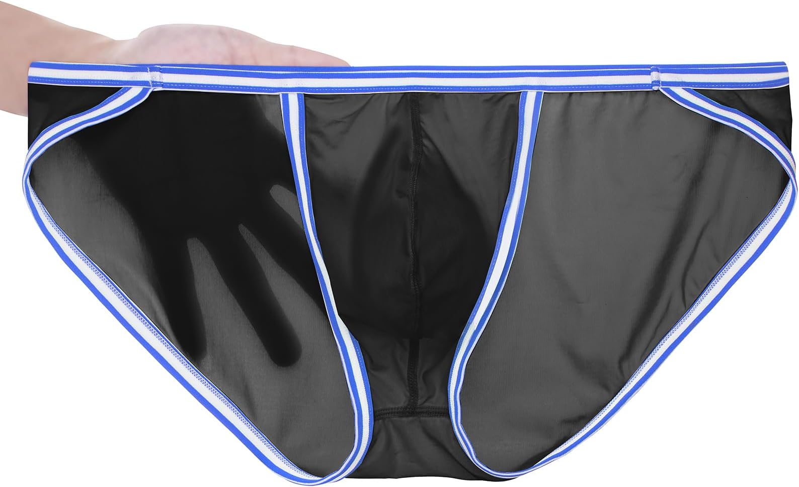 Men's Briefs Dual Pouch Ice Silk Underwear See Through Thin Breathable Sexy Panties