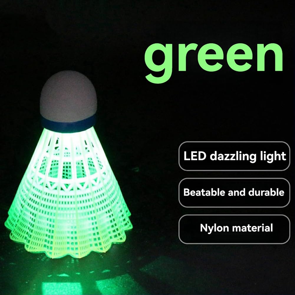 Lot De 4 Volants De Badminton LED En Mousse Plastique - Bleu, Lumineux, Pour Jeu De Nuit Et Entraînement