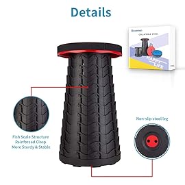 Boreeman Upgraded Folding Stool Lightweight Yet More Sturdy with Load Capacity 400lbs Portable Collapsible Stool for Camping Fishing Hiking BBQ (Red)