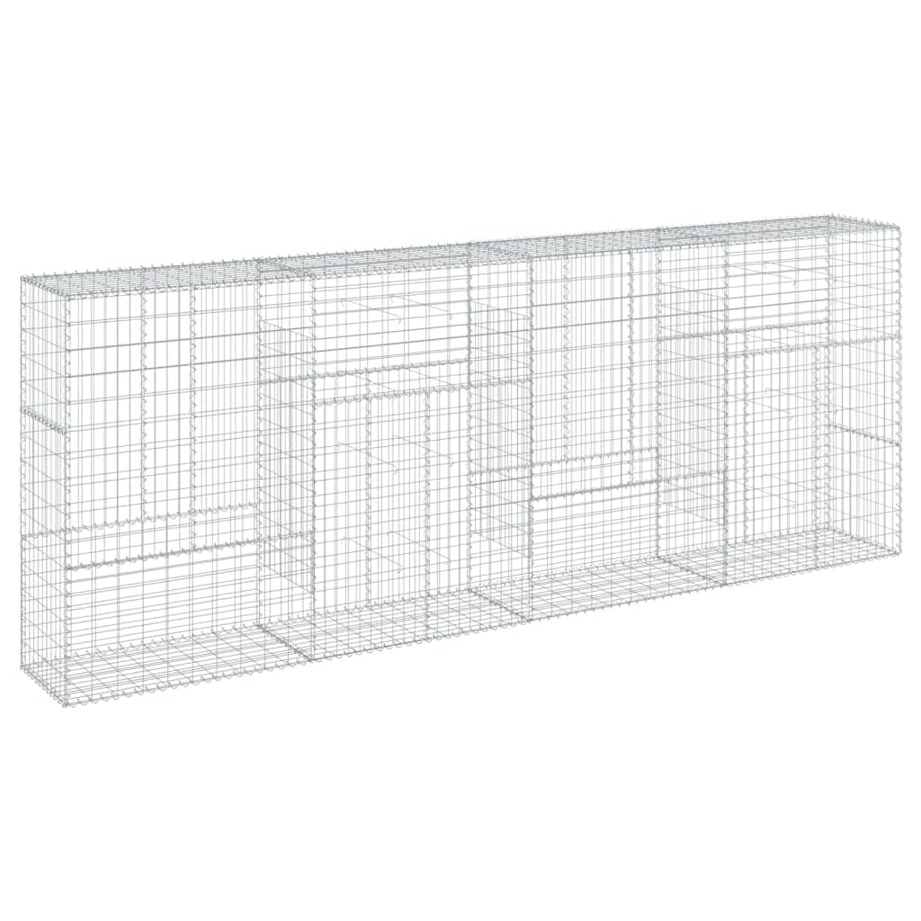 Vidaxl Silver Gabion Basket With Cover, Gabion Retaining Walls For Patio Garden Yard, Outdoor Mesh Cages For Rock Gravel, Galvanised Iron