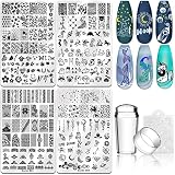 Biutee Nail Stamping Plate Kit Nail Art Stamp Plate Jelly Stamper Scraper Large Sky Star Universe La
