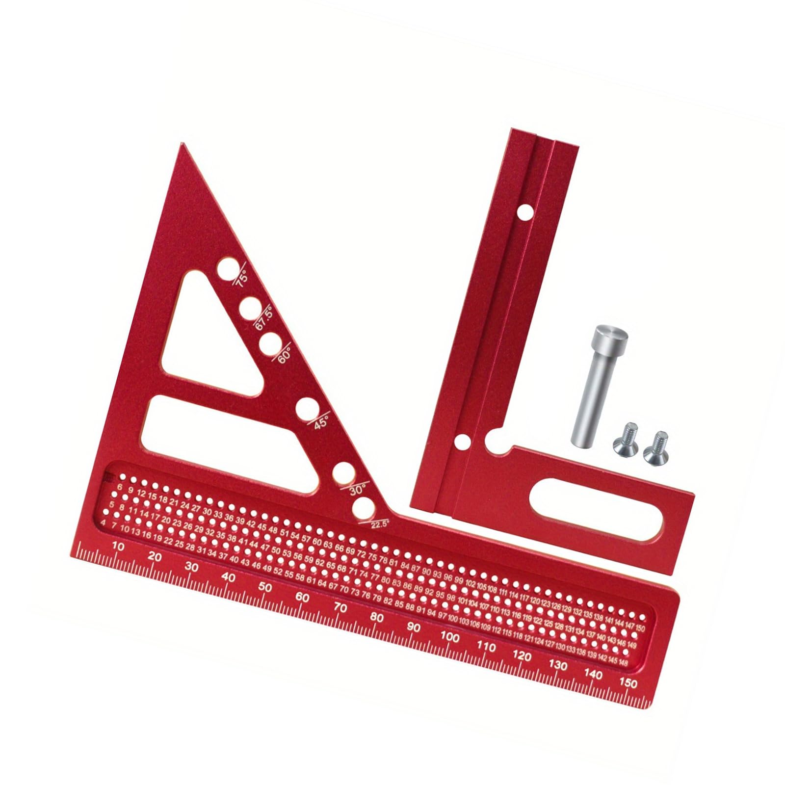 Tsophreniq Metric Lengthened Aluminum Miter Triangles Ruler 45° / 90° Woodworking Square Protractors Multiple Angles Layouts Measuring Tool Measuring Ruler