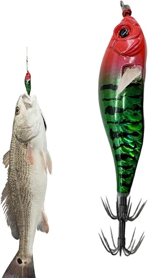 Iscas de lula para pesca em água salgada - Iscas artificiais que brilham no escuro com ganchos | Gabarito de lula - para esportes de camarão, ao ar livre, água salgada, homens de água doce