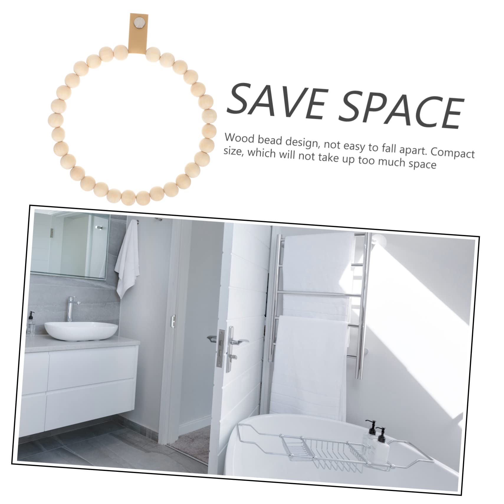 Operitacx 3 Piezas Toallero De Cuentas De Madera Toallero Rústico Toallero Madera Anillos De Toalla De Baño Soporte De Toalla De Baño para La Pared del Baño Khaki