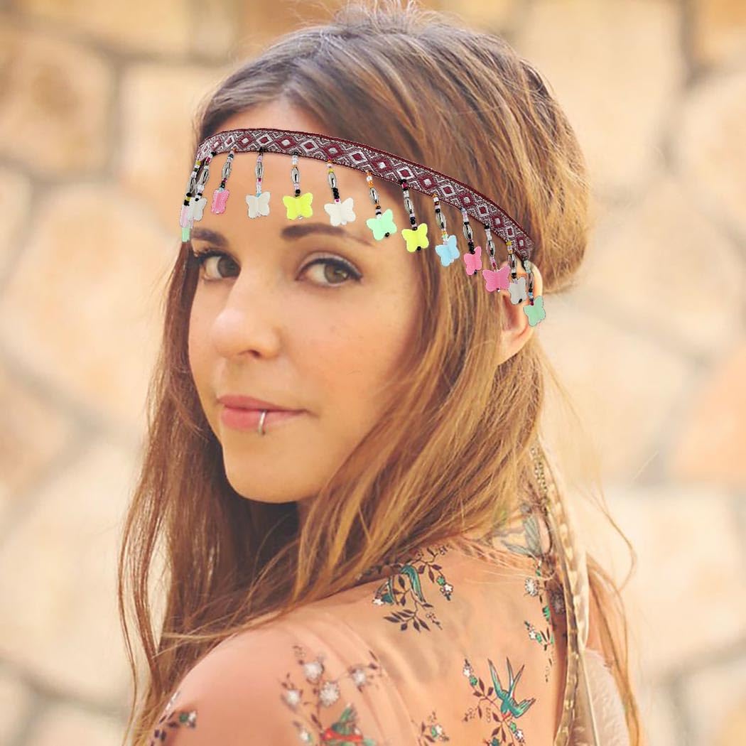 Amazon.com : Woeoe Boho Beaded Headband Star Elastic  display picture 3