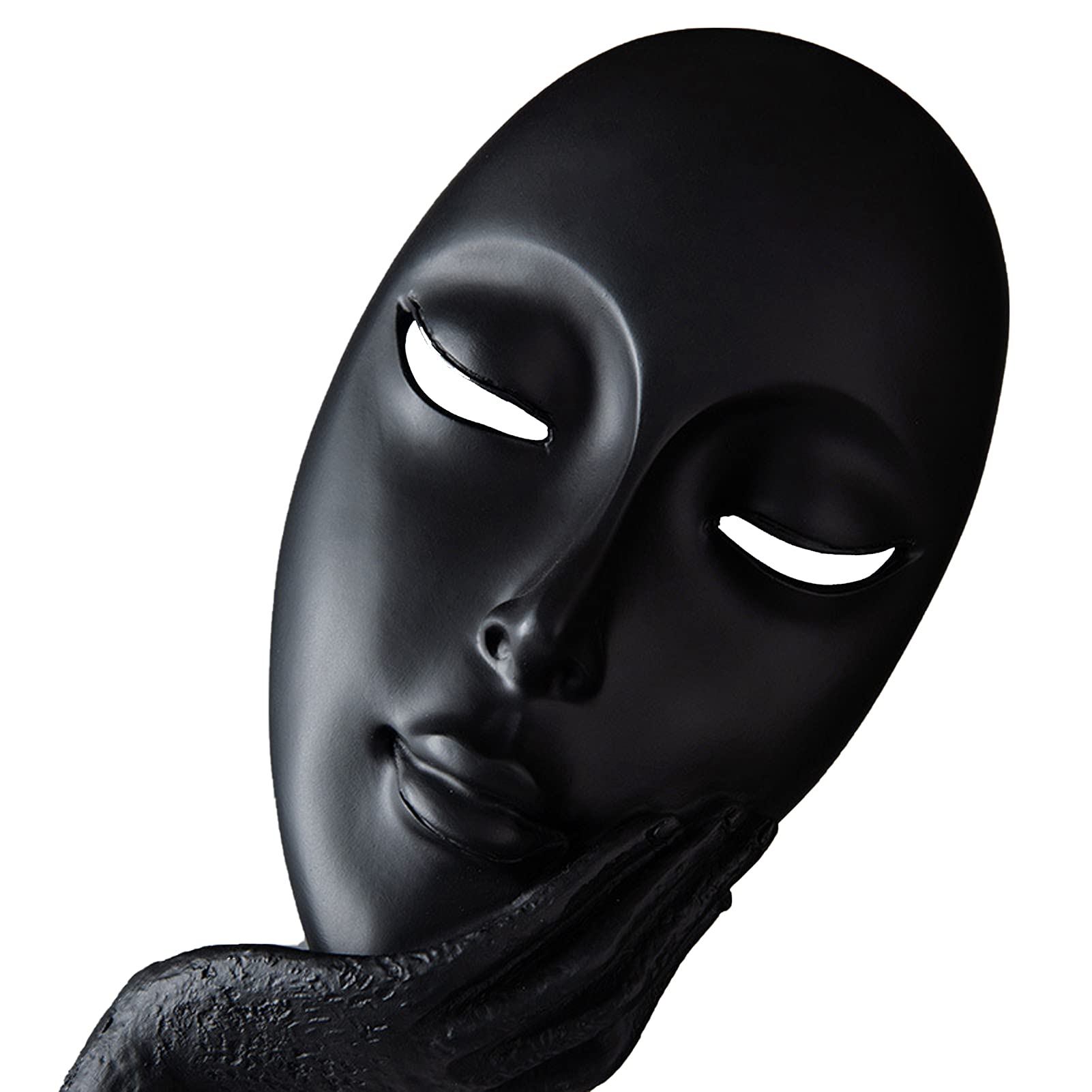 Escultura de joyas de resina, diseño de máscara nórdica, arte abstracto, joyas creativas, decoración de la casa, oficina, escultura, regalo (negro)