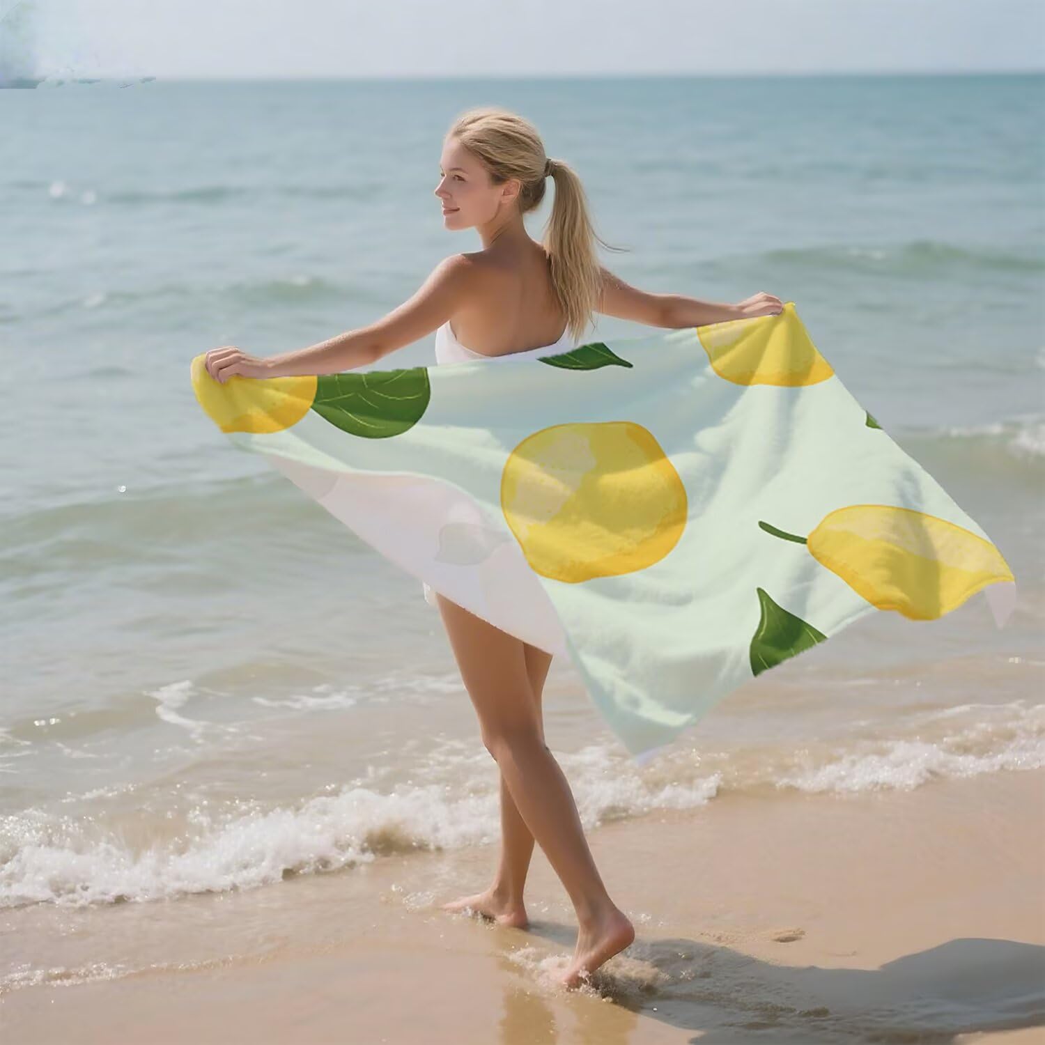 Telo Mare Microfibra Grande 150x200 Giallo Limone Antisabbia Asciugatura Rapida Telo Mare, Leggero Asciugamano Sportivo, Donna Uomo Portatile Coperta da Spiaggia, Perfetto per Viaggi, Campeggio a-470