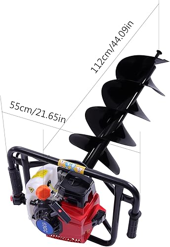 Miniatura 8 de Máquina de excavación de agujeros, 3 HP 7500r 63CC excavadora de agujeros de poste alimentados por gas de 2 tiempos con motor de excavación de