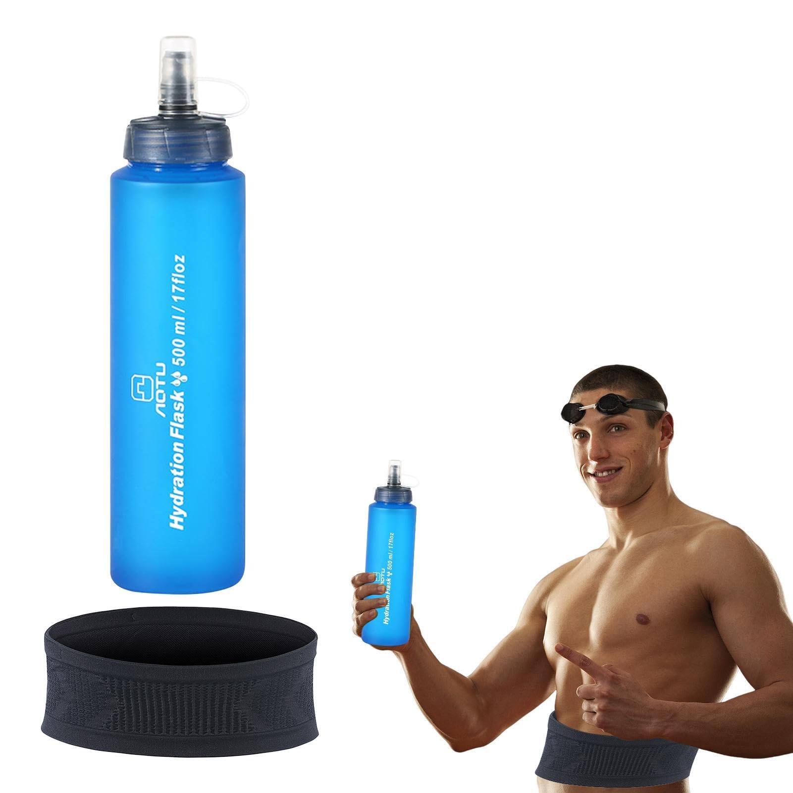 Bottiglia D'acqua Portatile | Bottiglie D'acqua pieghevoli e riutilizzabili con valvola a prova di perdite | Maniglia per bottiglia per bevande sportive senza BPA | Bottiglia d'acqua impermeabile per | Borraccia riutilizzabile per atletica Cool Cup per vi
