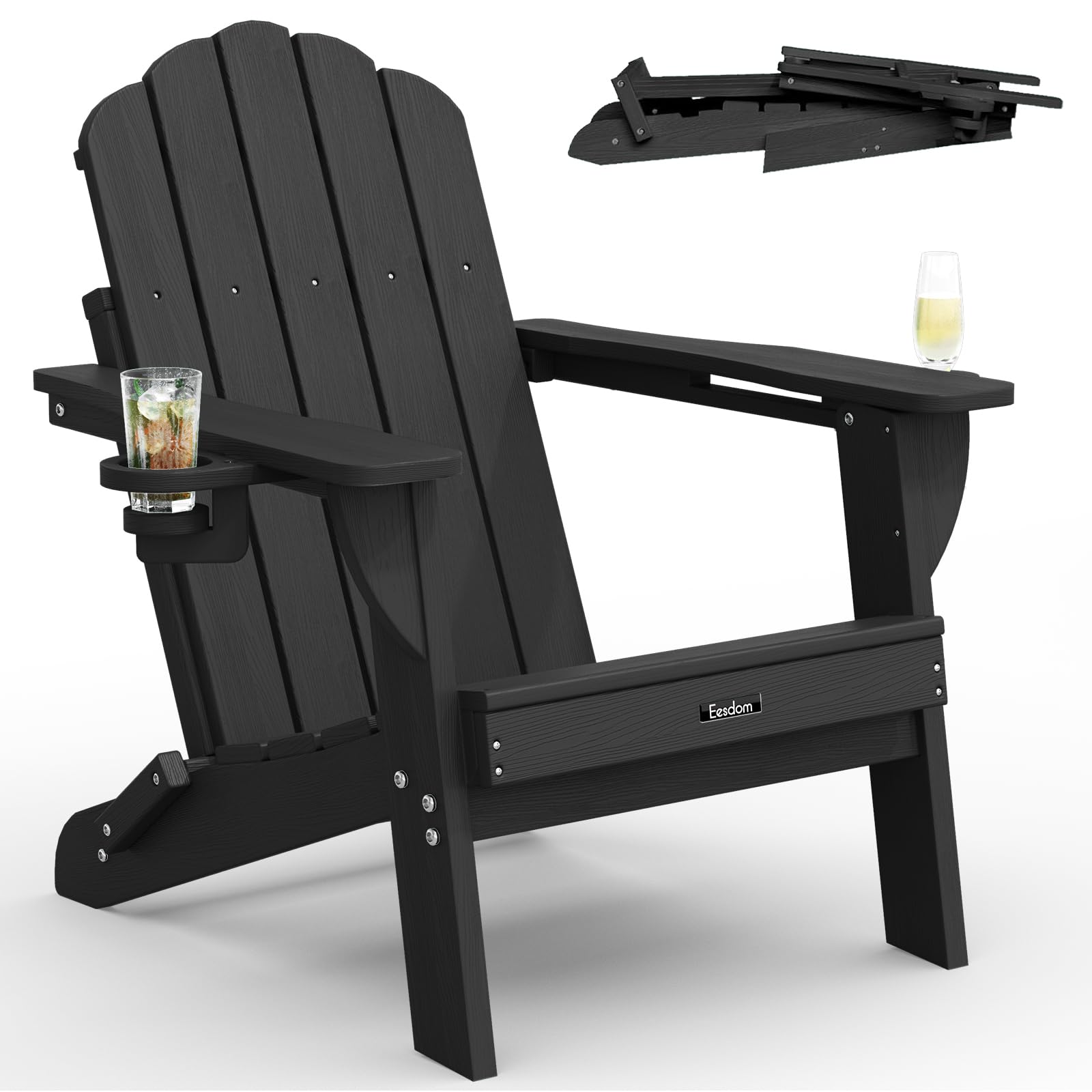 Amazon.com : Eesdom Folding Adirondack Chair, All-Weather HDPE