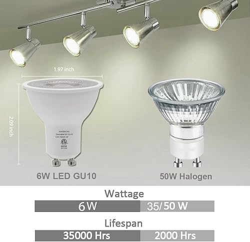 Miniatura 2 de KAKEMONO Bombilla LED GU10 regulable de 6 W 600 lúmenes, reemplazo halógeno de 50 W, foco de 38 grados para cocina, campana extractora, iluminación