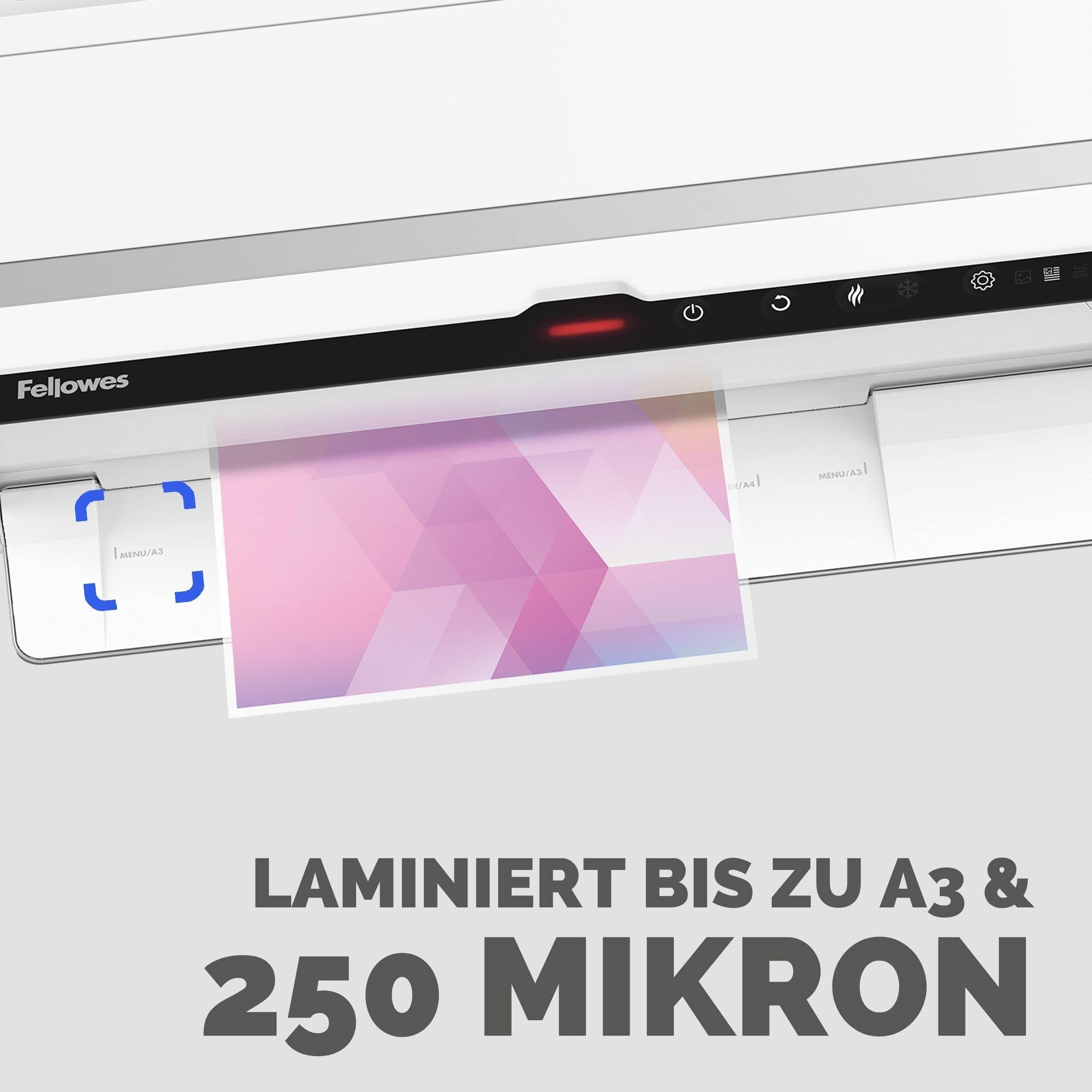 Fellowes Laminiergerät Venus A3 - vollautomatischer Highspeed Laminator - nur 30-60 Sek. Aufwärmzeit - für Heißlaminierfolien bis 250mic - Anti-Stau-Funktion - inkl. Starterset für 10 Laminationen