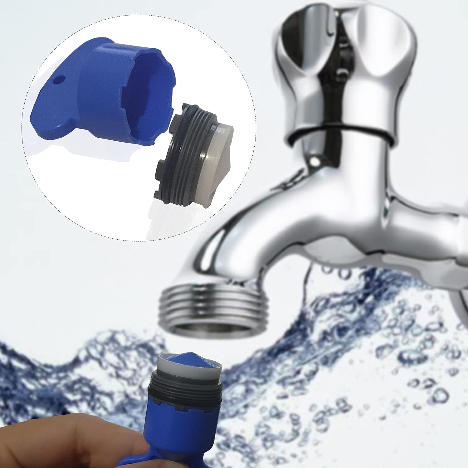 4 Pack Faucet Replacement Part Insert Filter + 4 Pack Removal Wrench Tool, Aerators Water Saving Flow Restrictor Set for Sink Tap Aerators M16.5 18.5 21.5 24 (4Size) /1.2GPM,1.5GPM,1.8GPM,2.2GPM