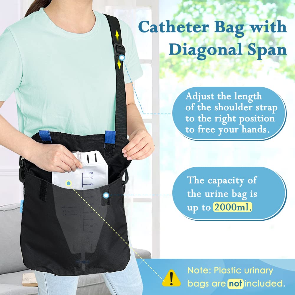 Soporte para bolsa de drenaje de orina con cubierta de tubo de catéter, funda segura para bolsa de almacenamiento de orina durante la noche para hombres y mujeres, correa ajustable para sillas de