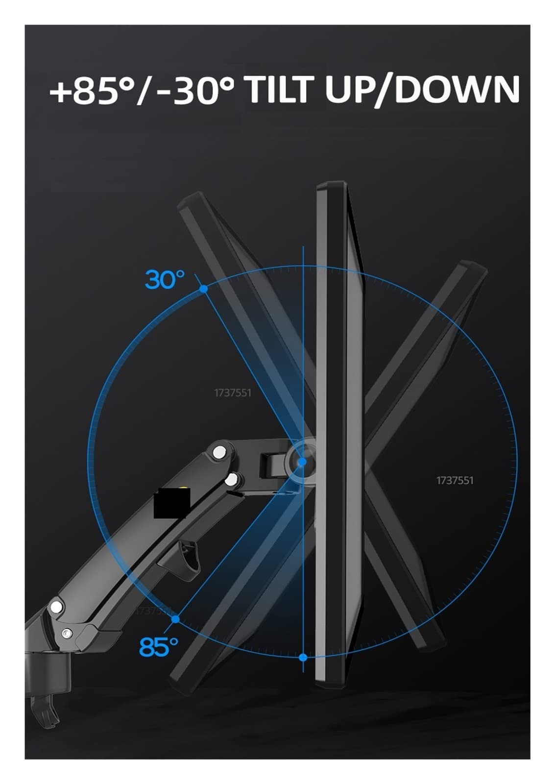 Uchwyt ścienny ze sprężyną gazową Full Motion do monitorów i telewizorów 43.2 cm-89.9 cm, obsługuje 3-12 kg, pasuje do modeli, zawiera adapter, regulowany uchwyt LCD
