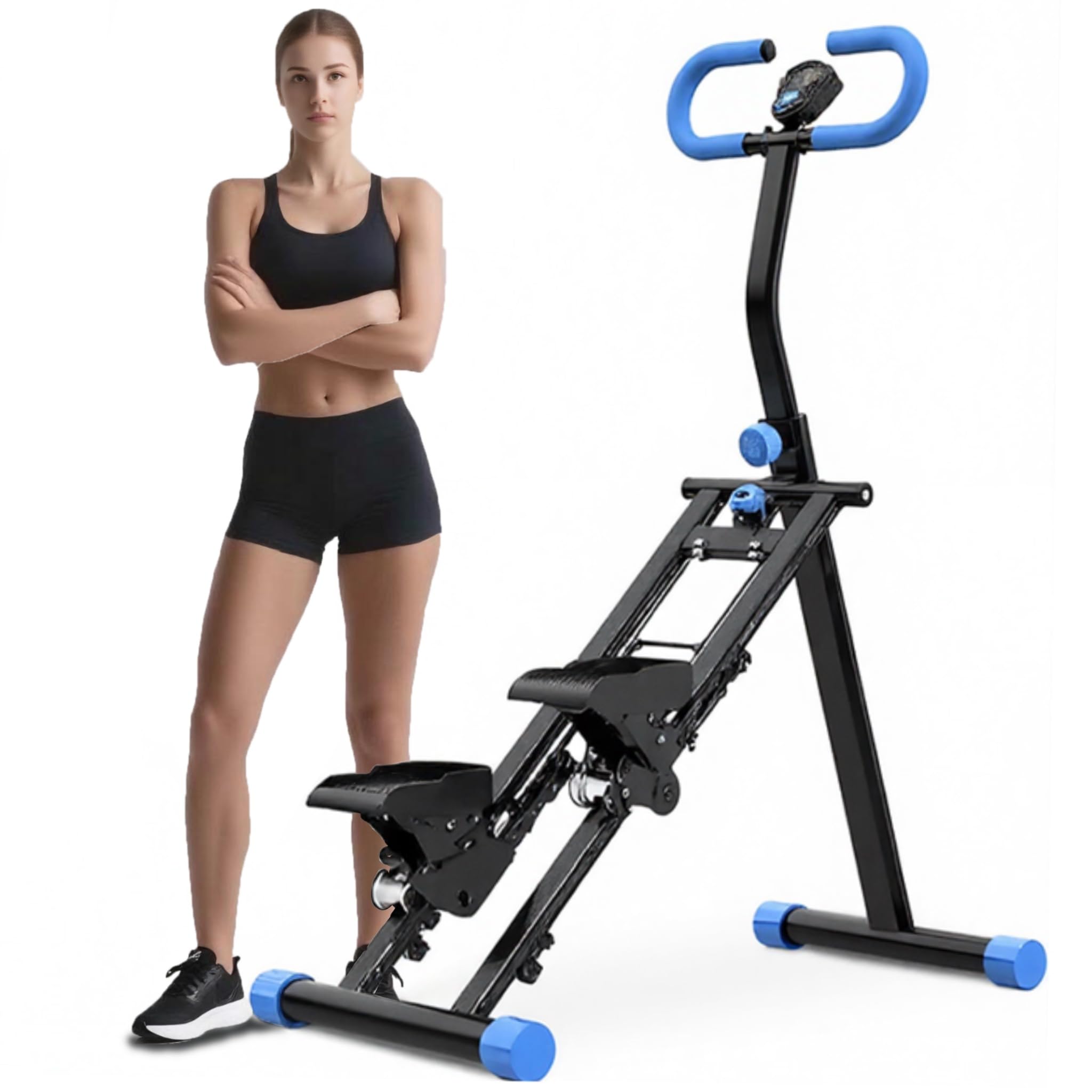 Stair Stepper for Home Gym, Foldable Vertical Climber Workout Machine, Full Body Cardio Machine with Adjustable Handles, LCD Monitor