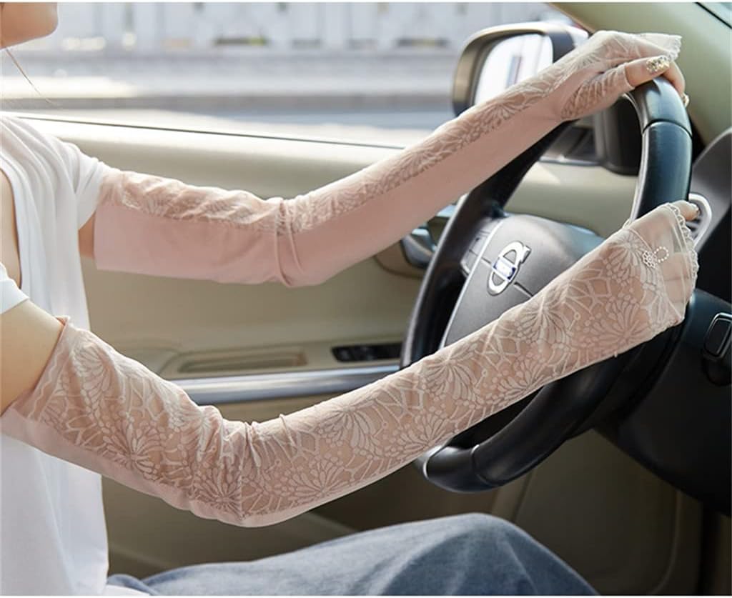 HBJWOV Arm Arm Sleeve Arm Guard Sleeve Gloves Female Driving and Cycling Lace Thin Sleeve Sleeve(E)