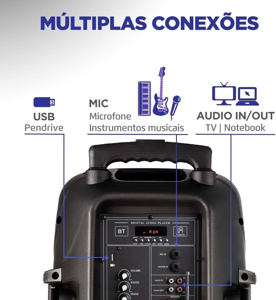 61b8xzlwfTL._AC_SL1000_ Caixa de Som Amplificada MONDIAL, Connect Power II, Bivolt, 500W RMS - CM-550, Preto/Vermelho