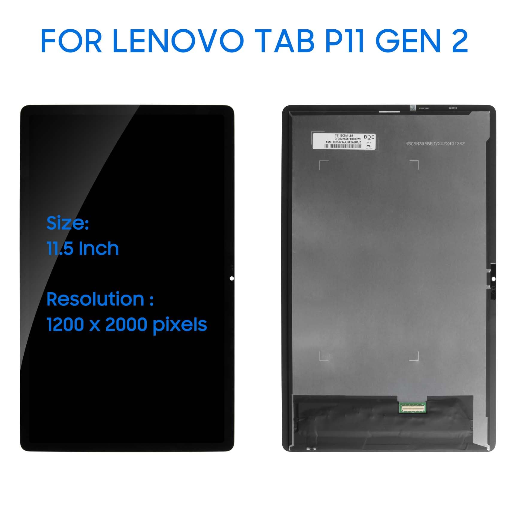 LADYSON Schermo LCD per Lenovo Tab P11 Gen 2 / P11 2022 TB350FU TB350XU TB350 Schermo di Ricambio LCD Display Touch Screen Digitizer Assembly Parti di Riparazione con Strumenti(Nero)