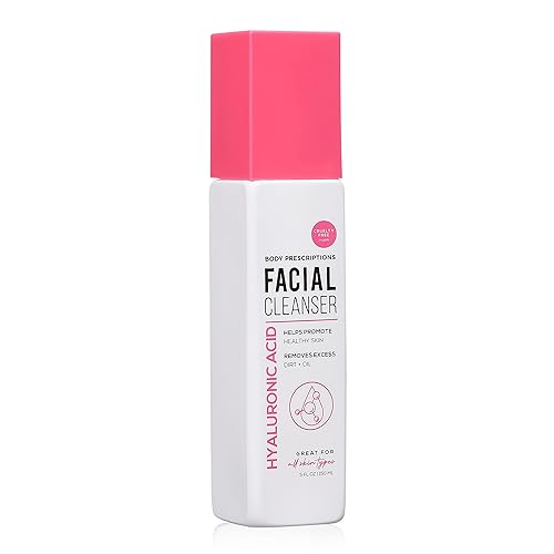 Body Prescriptions Limpiador facial de ácido hialurónico para mujeres, lavado facial exfoliante suave para todo tipo de piel. Limpiador diario de 5