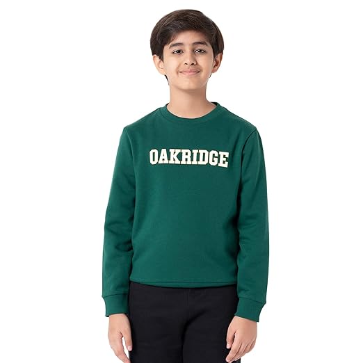 Kids Unisex Green Printed Sweatshirt