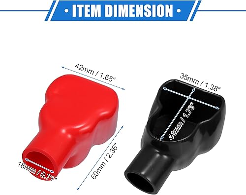 Miniatura 6 de 1 par de cubiertas de aislamiento de terminales de batería, 0.709 in de diámetro, tapa universal para poste de batería de automóvil, motocicleta,